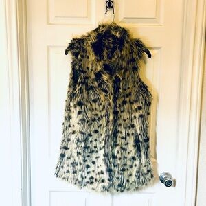 Alice + Olivia Faux Fur Vest with Black and Cream Accents